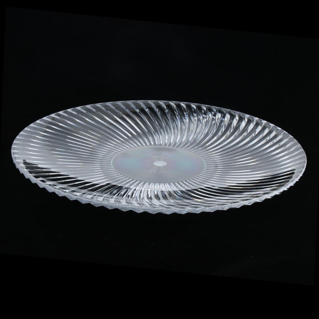 Round Clear Dish Plate Food Serving Tray Flat Acrylic Fruit Platter 35cm