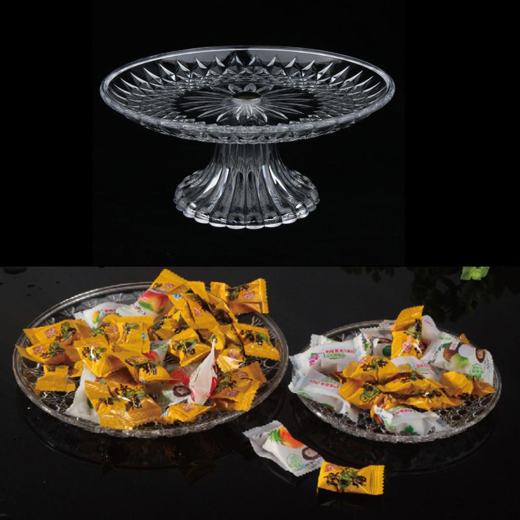 Round Clear Dish Platters Plate Food Serving Tray with Base, Plastic 25x9cm