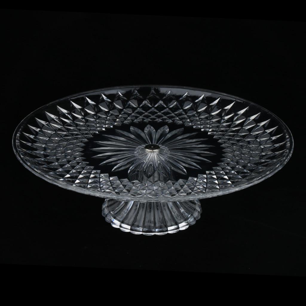 Round Clear Dish Platters Plate Food Serving Tray with Base, Plastic 15x8cm