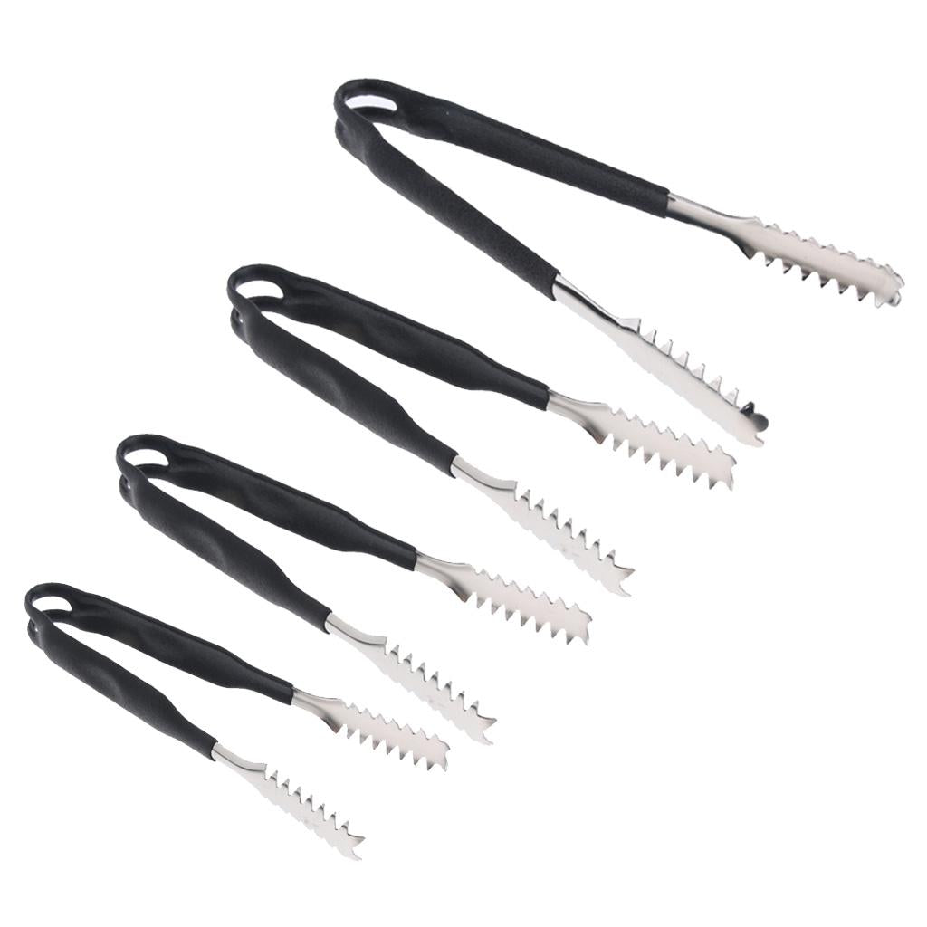 Stainless Steel Kitchen Grill Ice Tongs w/ Silicone Anti slip Handle 6 Inch