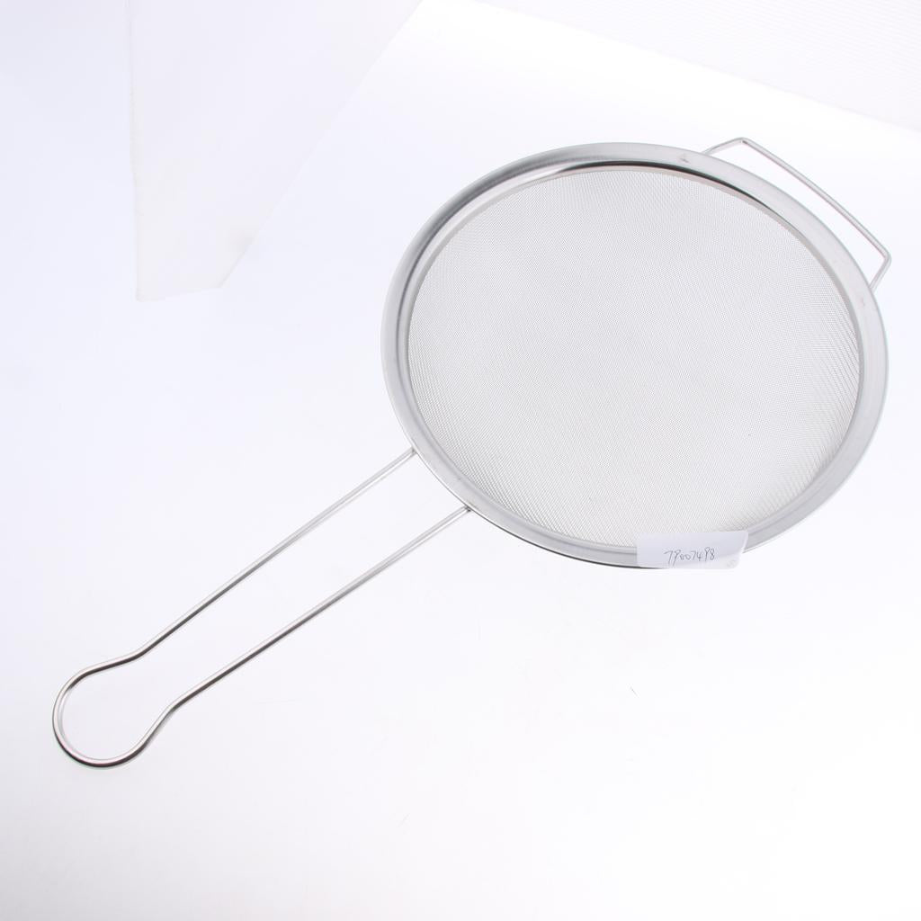 Fat Skimmer Spoon, Stainless Steel Fine Mesh Sift Strainer with Handle 25cm