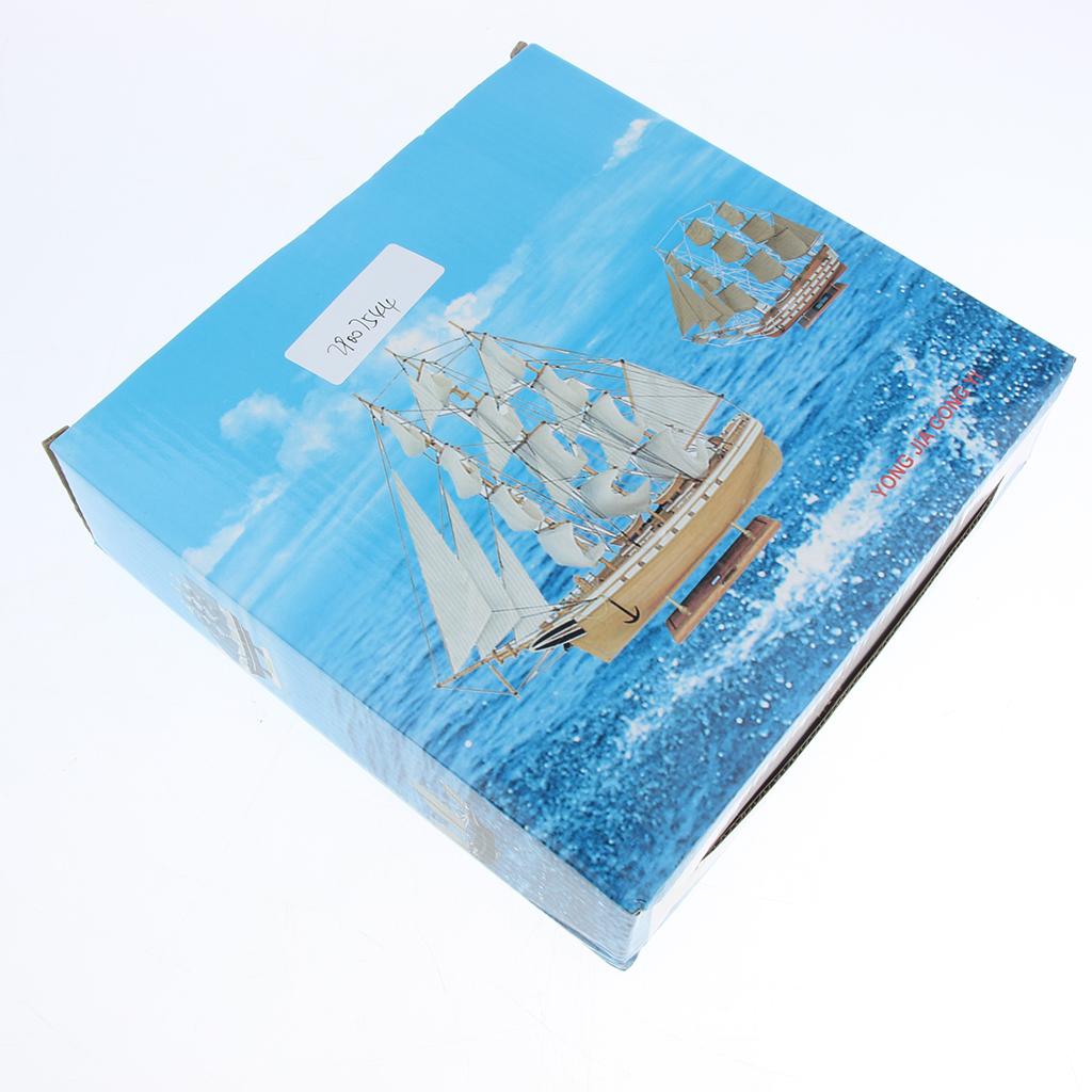 Mediterranean Style Handmade Wooden Sailboat Model Decor Boat Gift 3-Color C