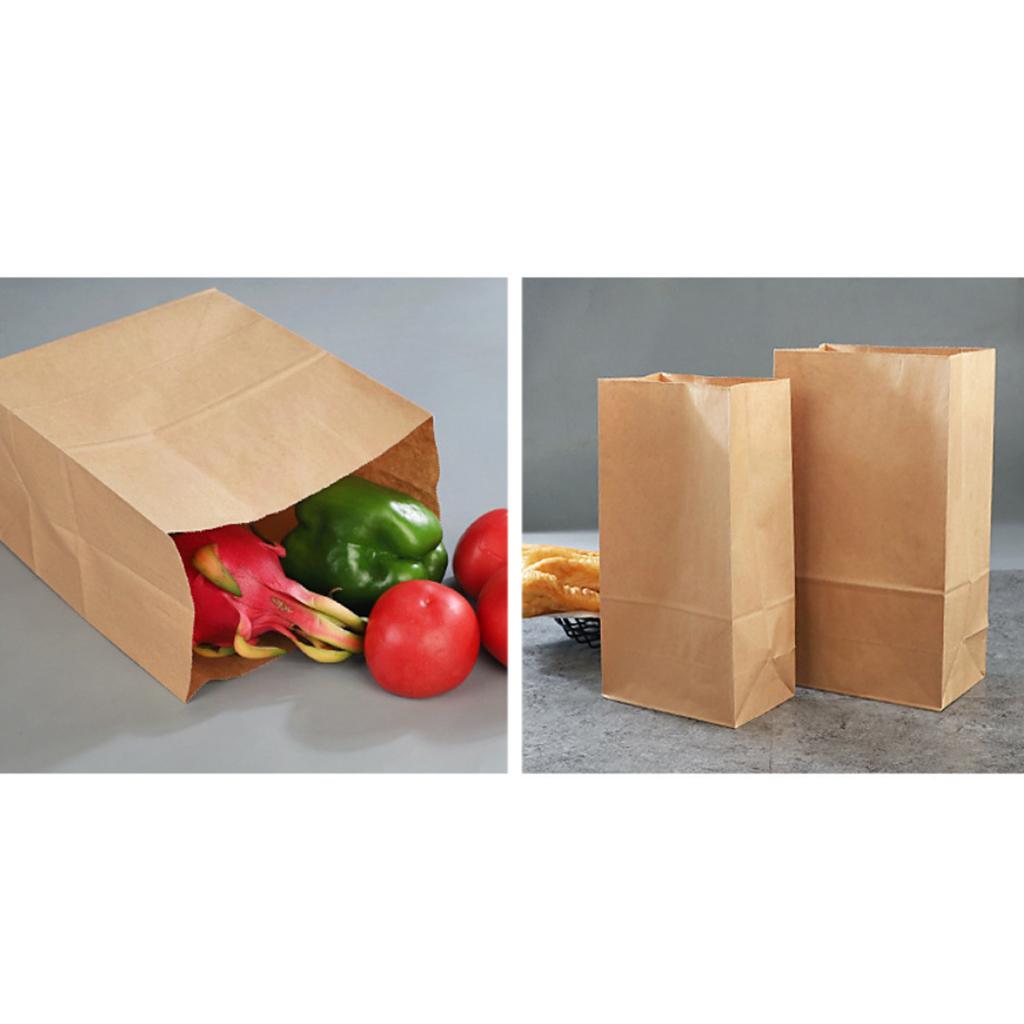 Oilproof Kraft Paper Food Packing Takeout Bags, White 32x18x11cm 50PCS