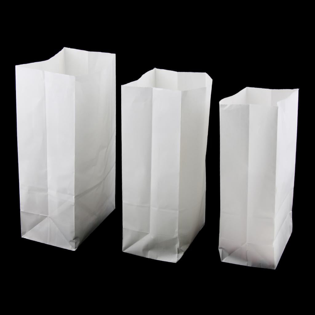 Oilproof Kraft Paper Food Packing Takeout Bags, White 32x18x11cm 50PCS