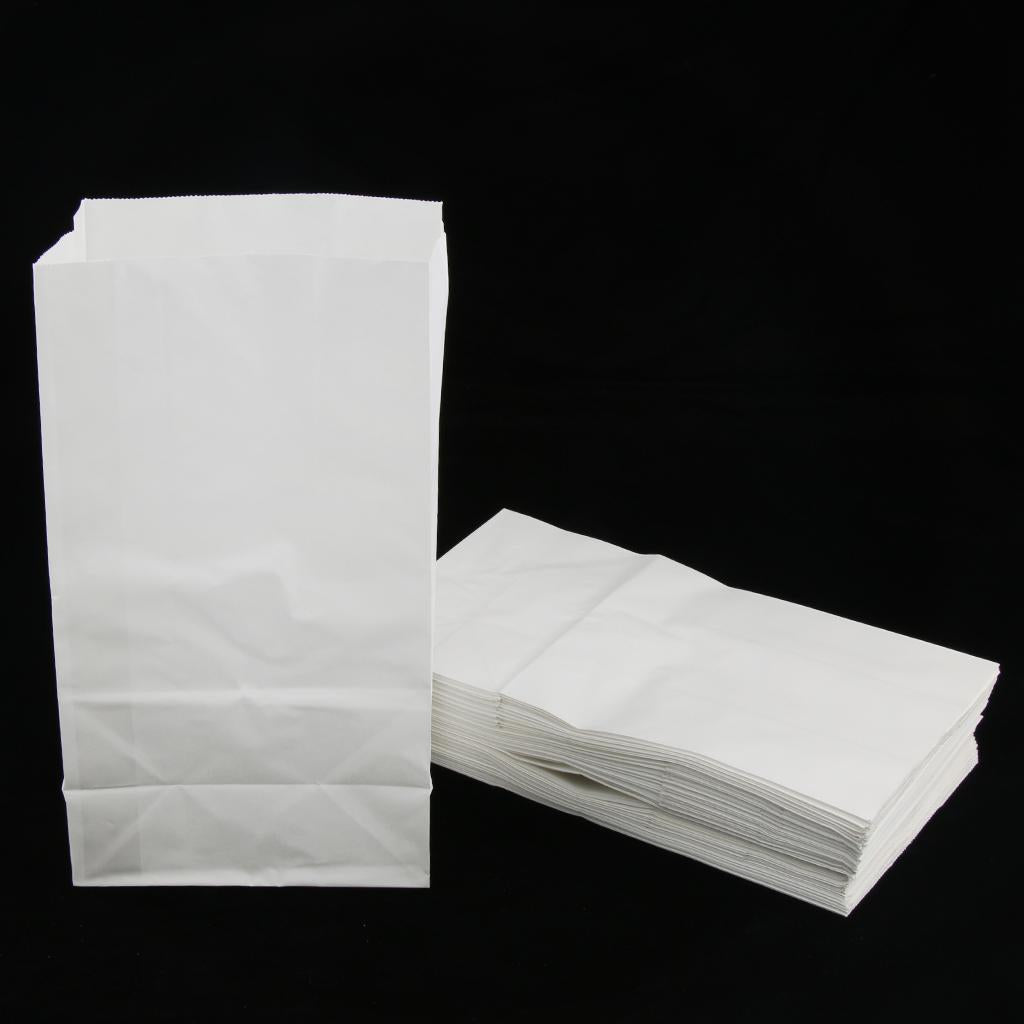 Oilproof Kraft Paper Food Packing Takeout Bags, White 32x18x11cm 50PCS