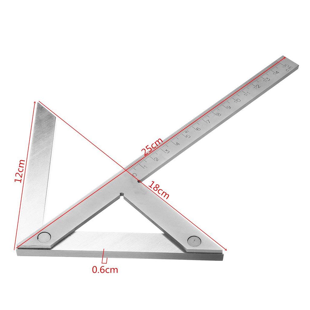 Steel Ruler Angle Measure Woodworking Gauge Inspection Gage 150x130mm