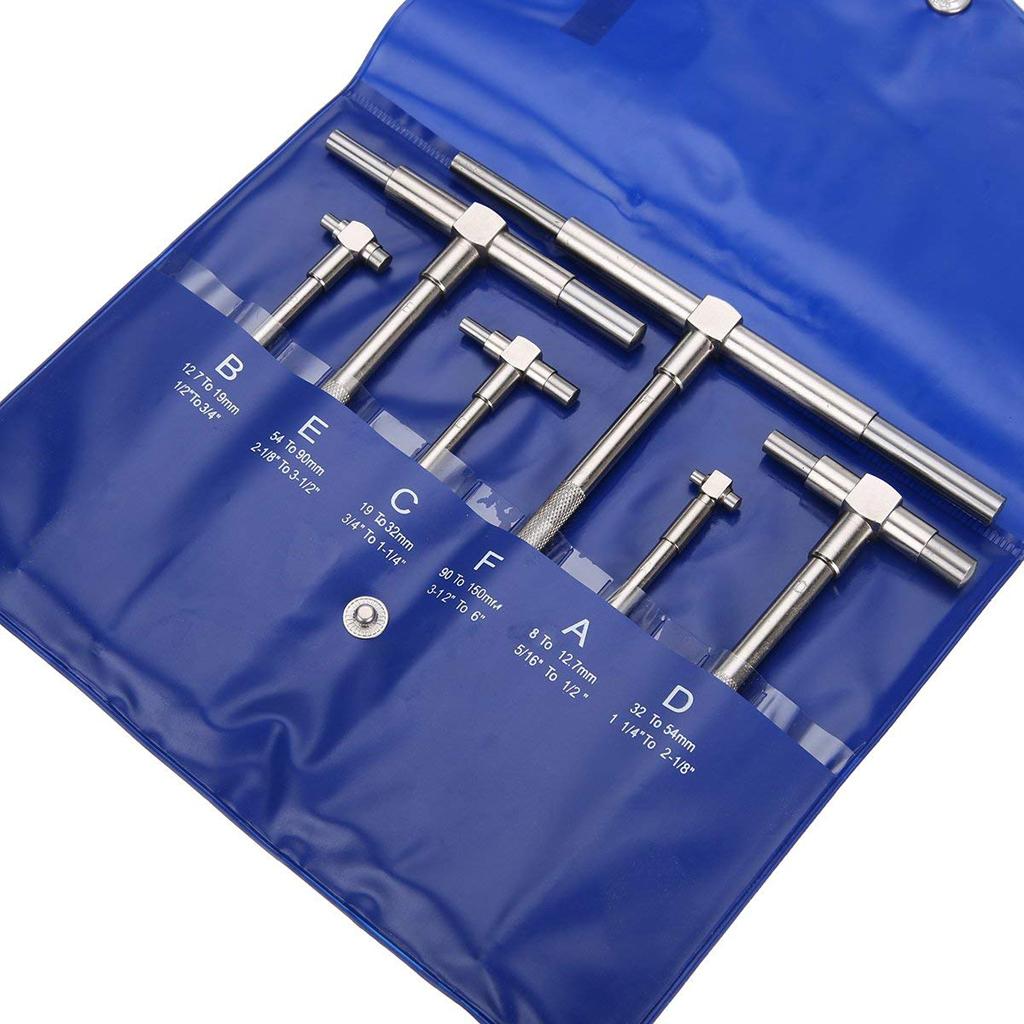 Stainless Steel Telescoping T Bore Gauge Set Hole Precision Gage 5/16 - 6""