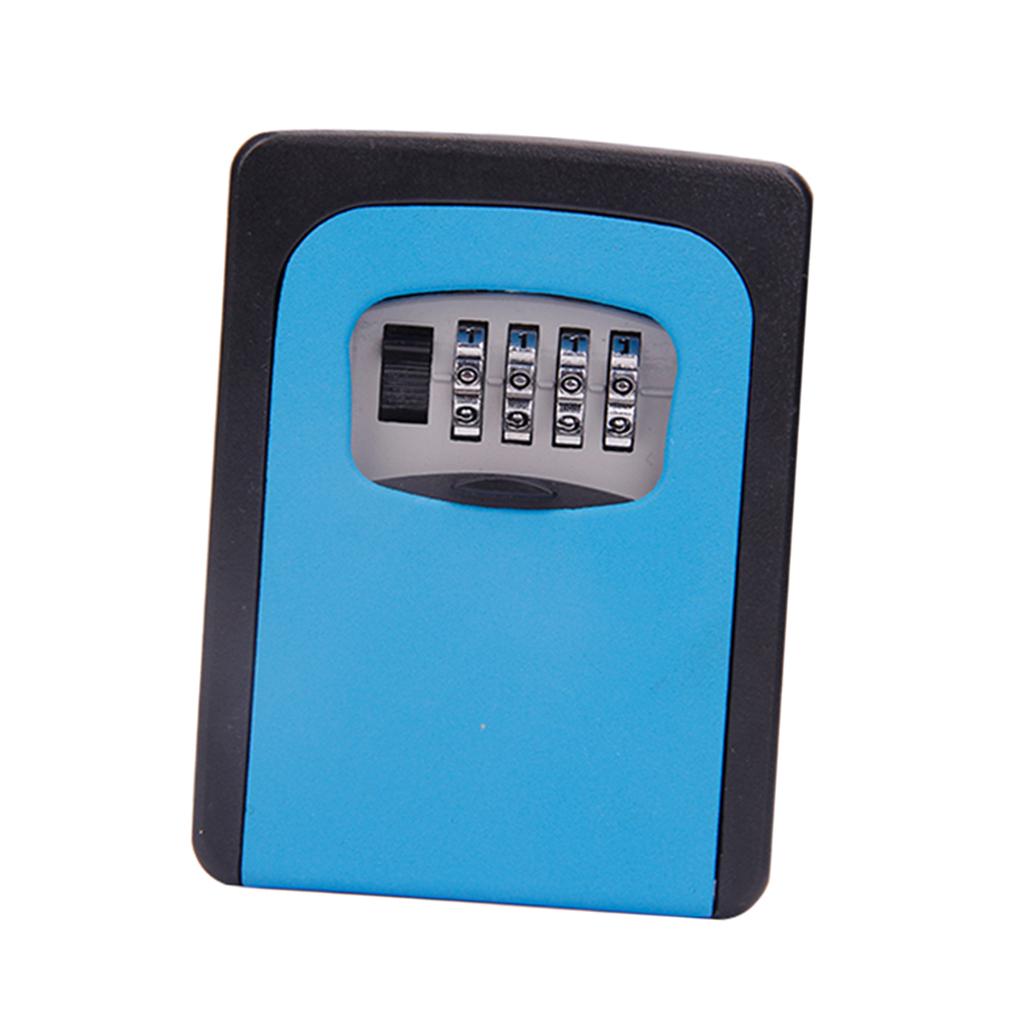 4 Digit Combination Key Lock Box Wall Mount Safe Security Storage Case Blue