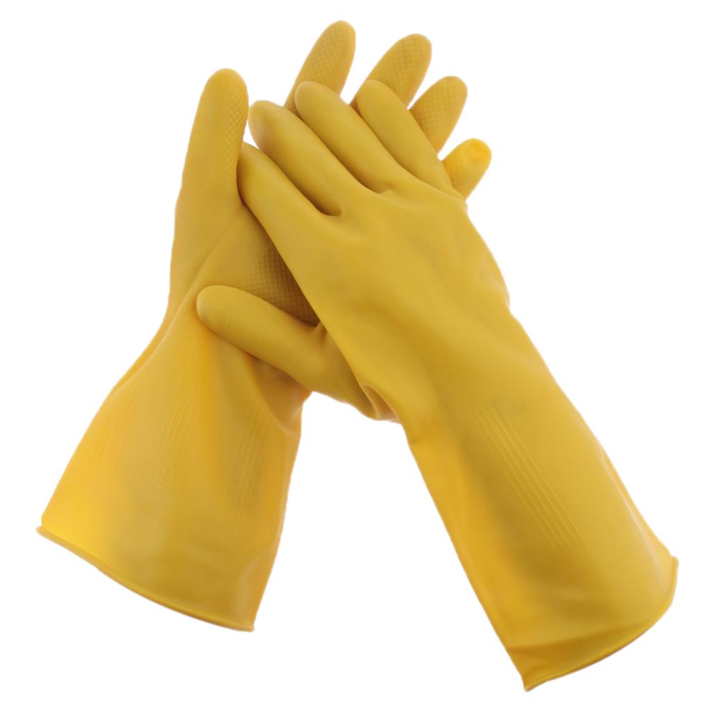 Latex Rubber Work Safety Gloves Yellow Industrial Washing Housework Gloves