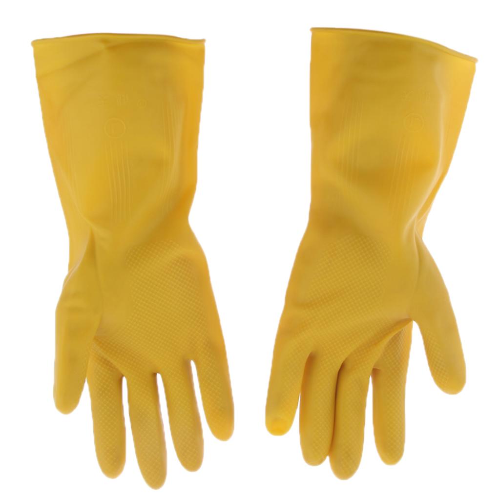 Latex Rubber Work Safety Gloves Yellow Industrial Washing Housework Gloves