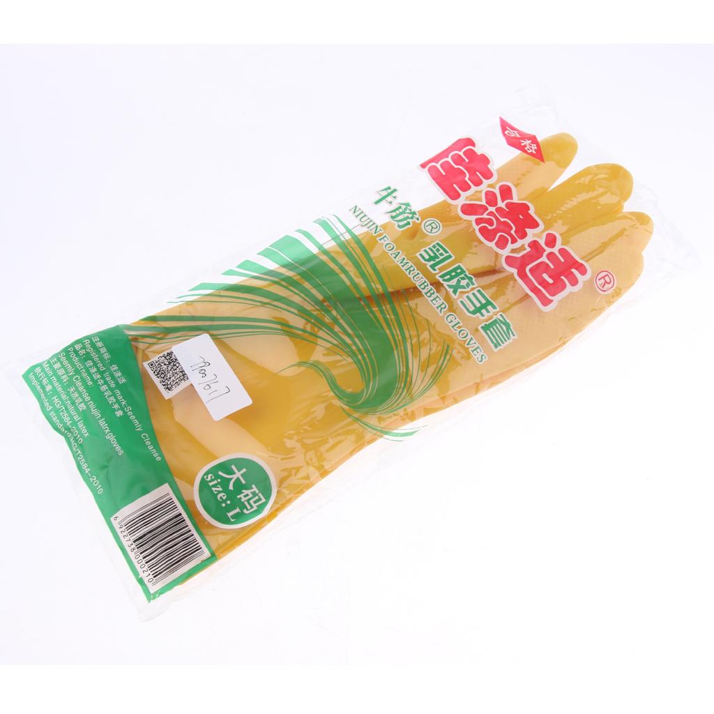 Latex Rubber Work Safety Gloves Yellow Industrial Washing Housework Gloves