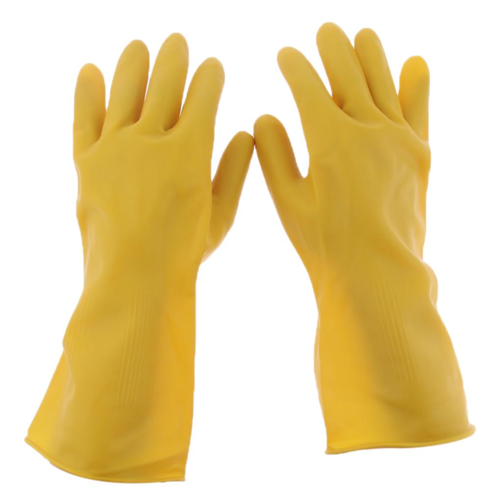 Latex Rubber Work Safety Gloves Yellow Industrial Washing Housework Gloves