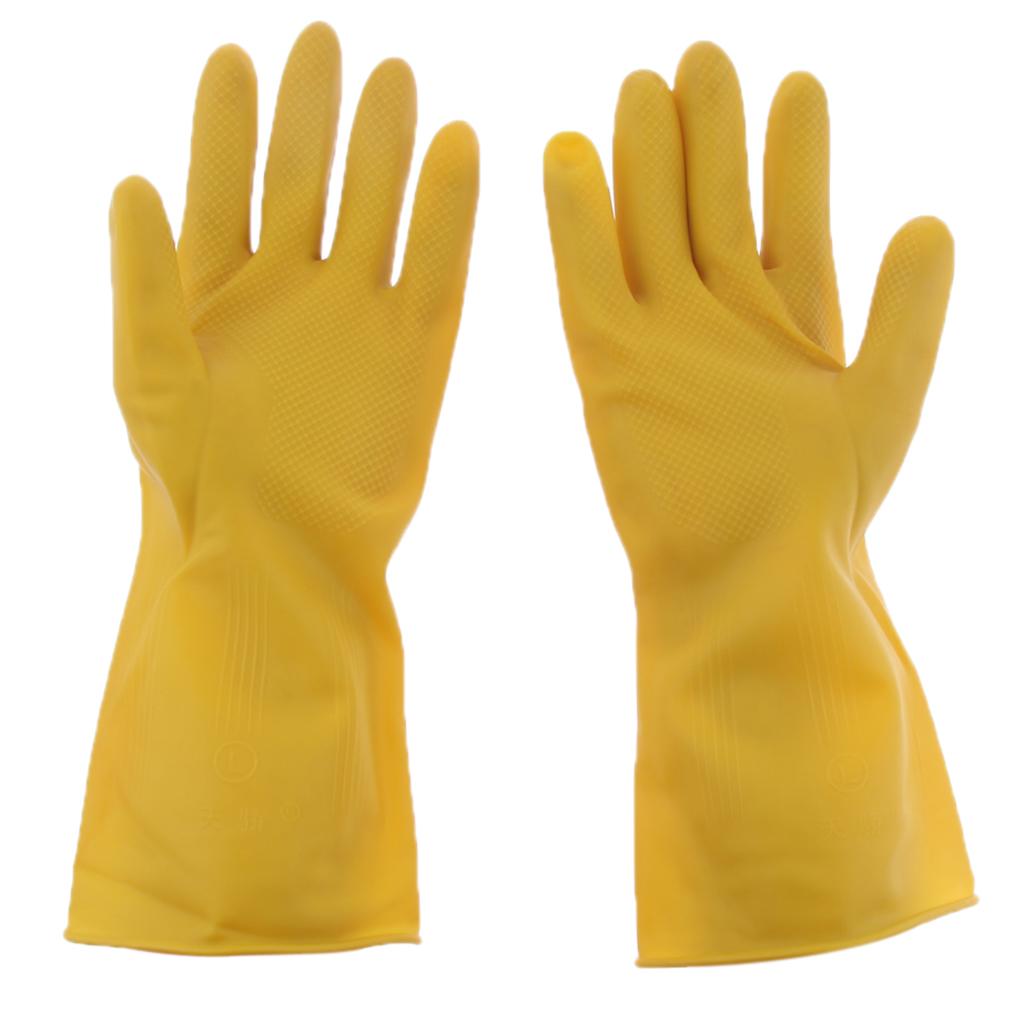 Latex Rubber Work Safety Gloves Yellow Industrial Washing Housework Gloves