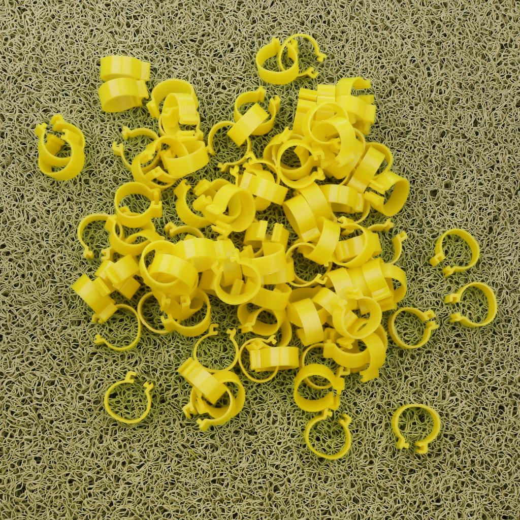 100 Pieces Chicken Poultry Leg Rings Bands Clip 1.8cm Yellow