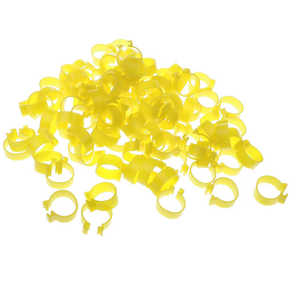 100 Pieces Chicken Poultry Leg Rings Bands Clip 1.8cm Yellow