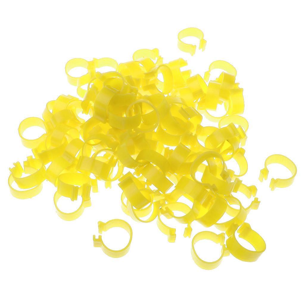 100 Pieces Chicken Poultry Leg Rings Bands Clip 1.8cm Yellow