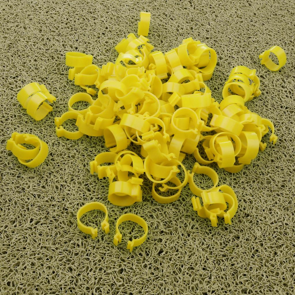 100 Pieces Chicken Poultry Leg Rings Bands Clip 1.8cm Yellow