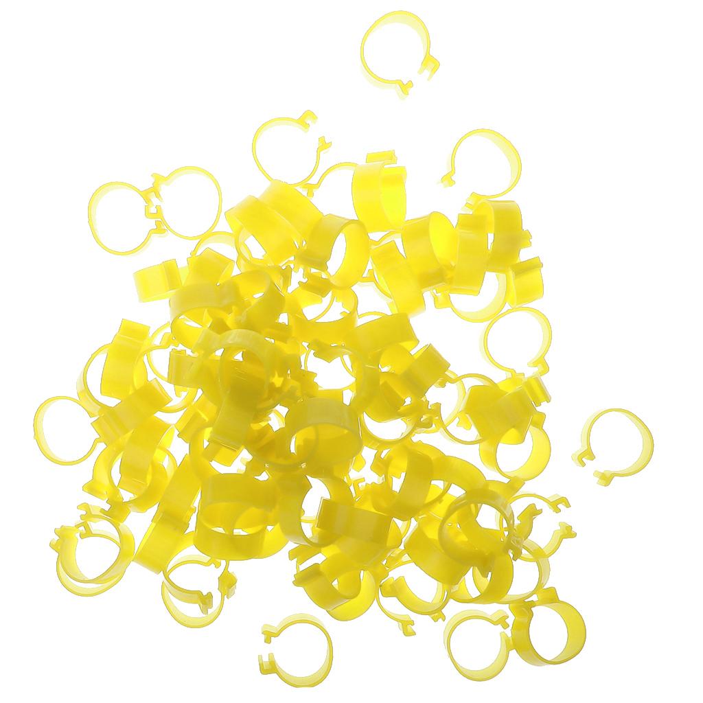 100 Pieces Chicken Poultry Leg Rings Bands Clip 1.8cm Yellow