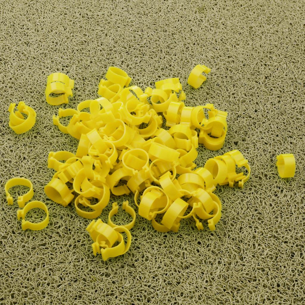 100 Pieces Chicken Poultry Leg Rings Bands Clip 1.8cm Yellow