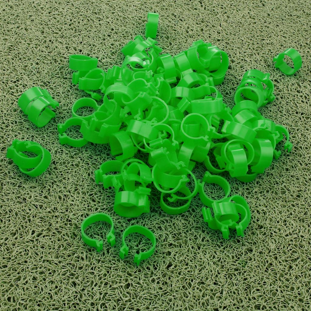 100 Pieces Chicken Poultry Leg Rings Bands Clip 1.8cm Green