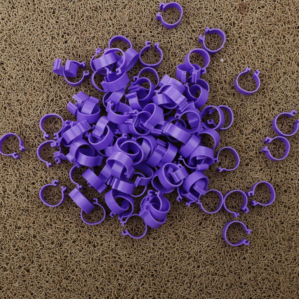 100 Pieces Chicken Poultry Leg Rings Bands Clip 1.8cm Purple