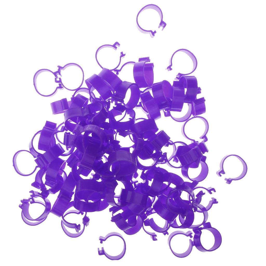 100 Pieces Chicken Poultry Leg Rings Bands Clip 1.8cm Purple