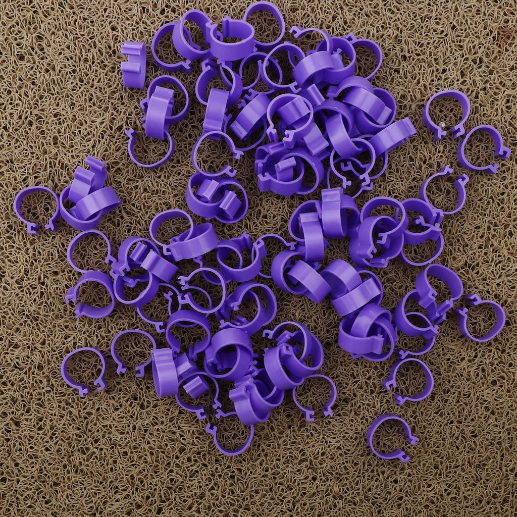 100 Pieces Chicken Poultry Leg Rings Bands Clip 1.8cm Purple