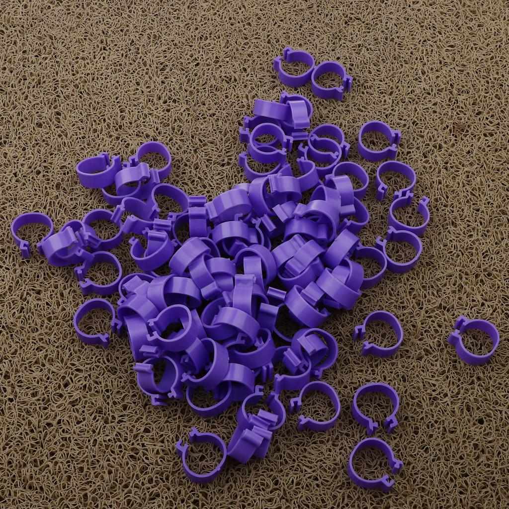 100 Pieces Chicken Poultry Leg Rings Bands Clip 1.8cm Purple