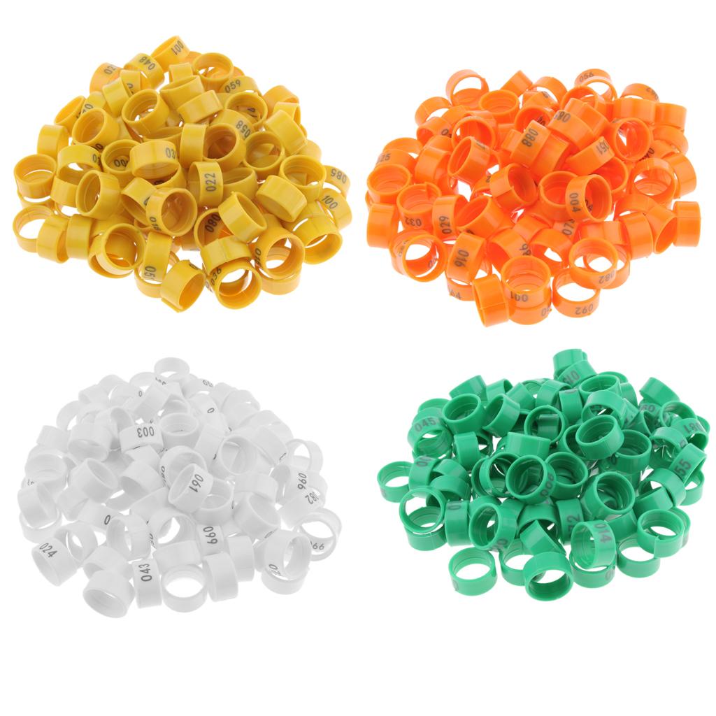 100 Pieces Chicken Poultry Leg Rings Bands Clip Numbers Yellow