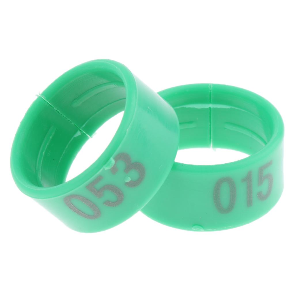 100 Pieces Chicken Poultry Leg Rings Bands Clip Numbers Green