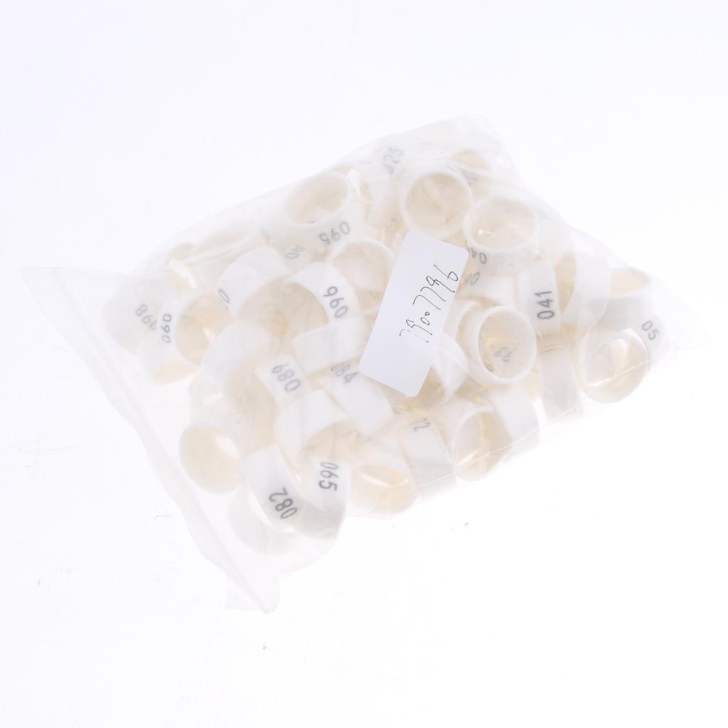 100 Pieces Chicken Poultry Leg Rings Bands Clip Numbers White