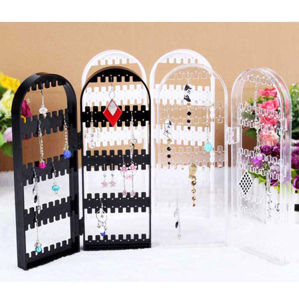 Earring Holder Folding Jewelry Rack for Ear Stud Earring Necklace 2 Transparent