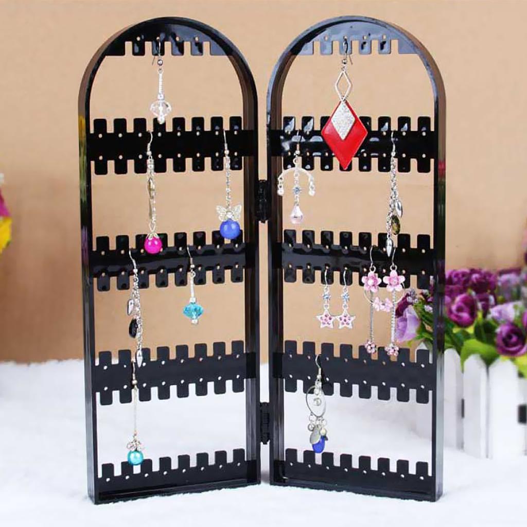 Earring Holder Folding Jewelry Rack for Ear Stud Earring Necklace 2 Transparent