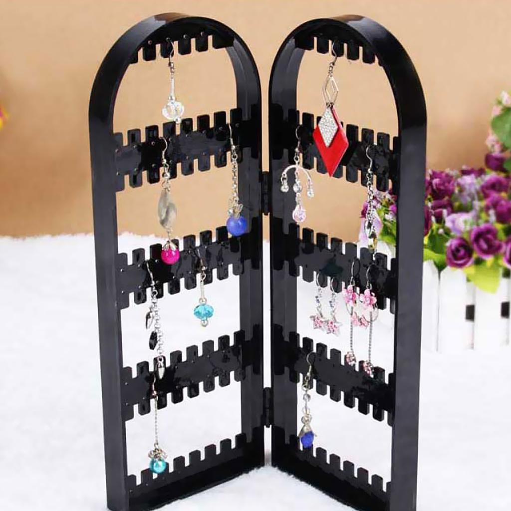 Earring Holder Folding Jewelry Rack for Ear Stud Earring Necklace 3 Black