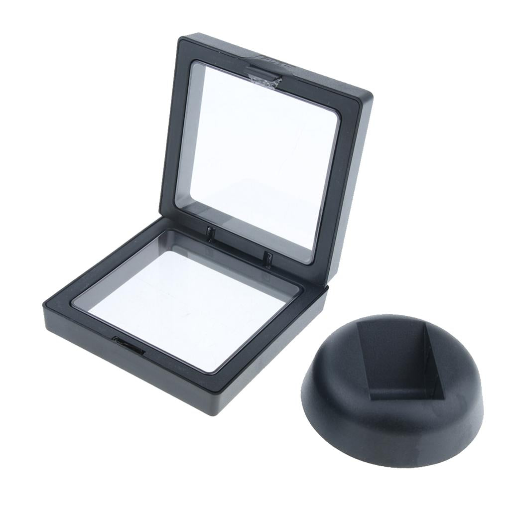 3D Floating Jewelry Display Frame Case Box Stand Rack Holder Black 7x7cm