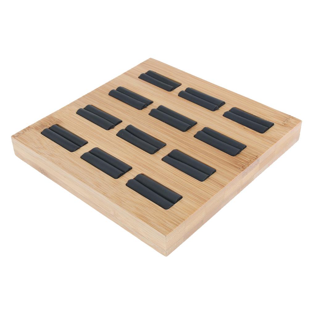 Solid Wood Ring Display Organizer Box Tray Holder Earrings Storage Case Black Leather