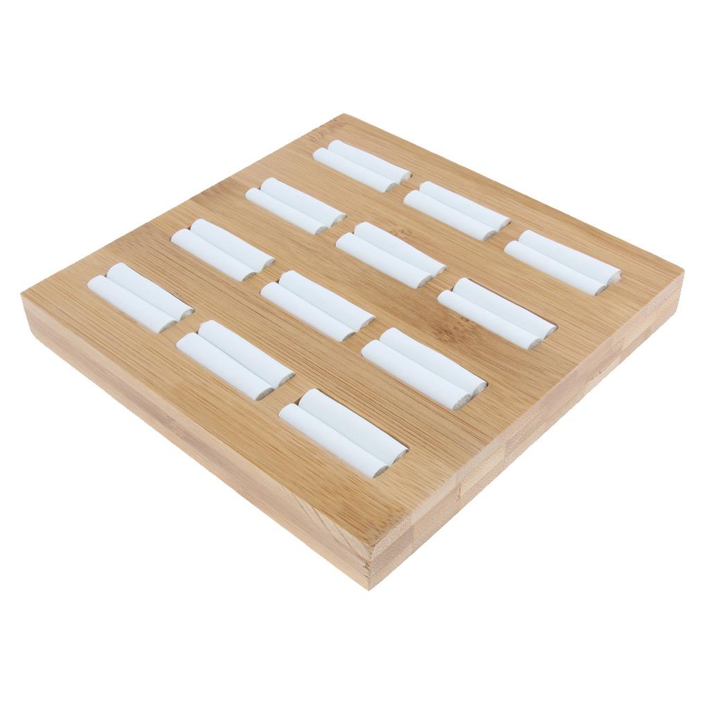 Solid Wood Ring Display Organizer Box Tray Holder Earrings Storage Case White Leather