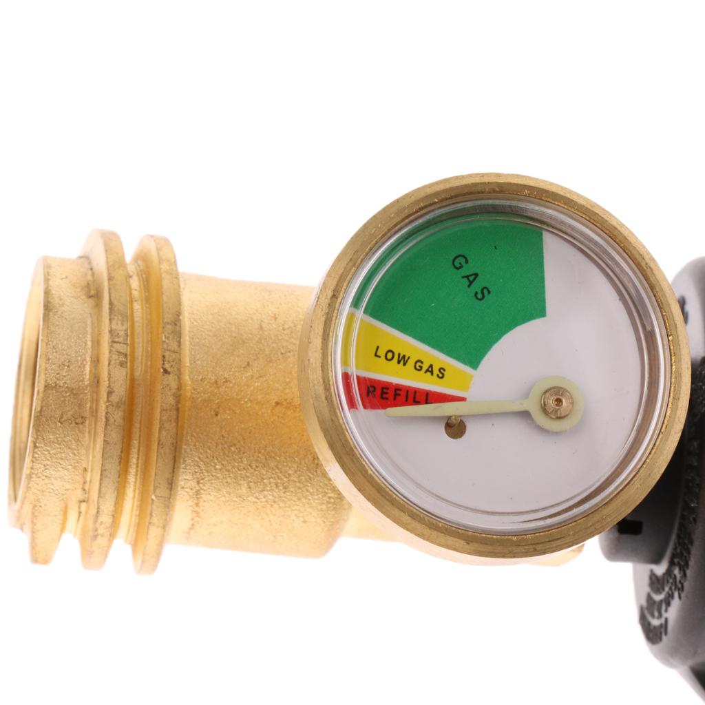 Propane Tank Adapter Convert QCC1 Fitting Brass with Gas Gauge