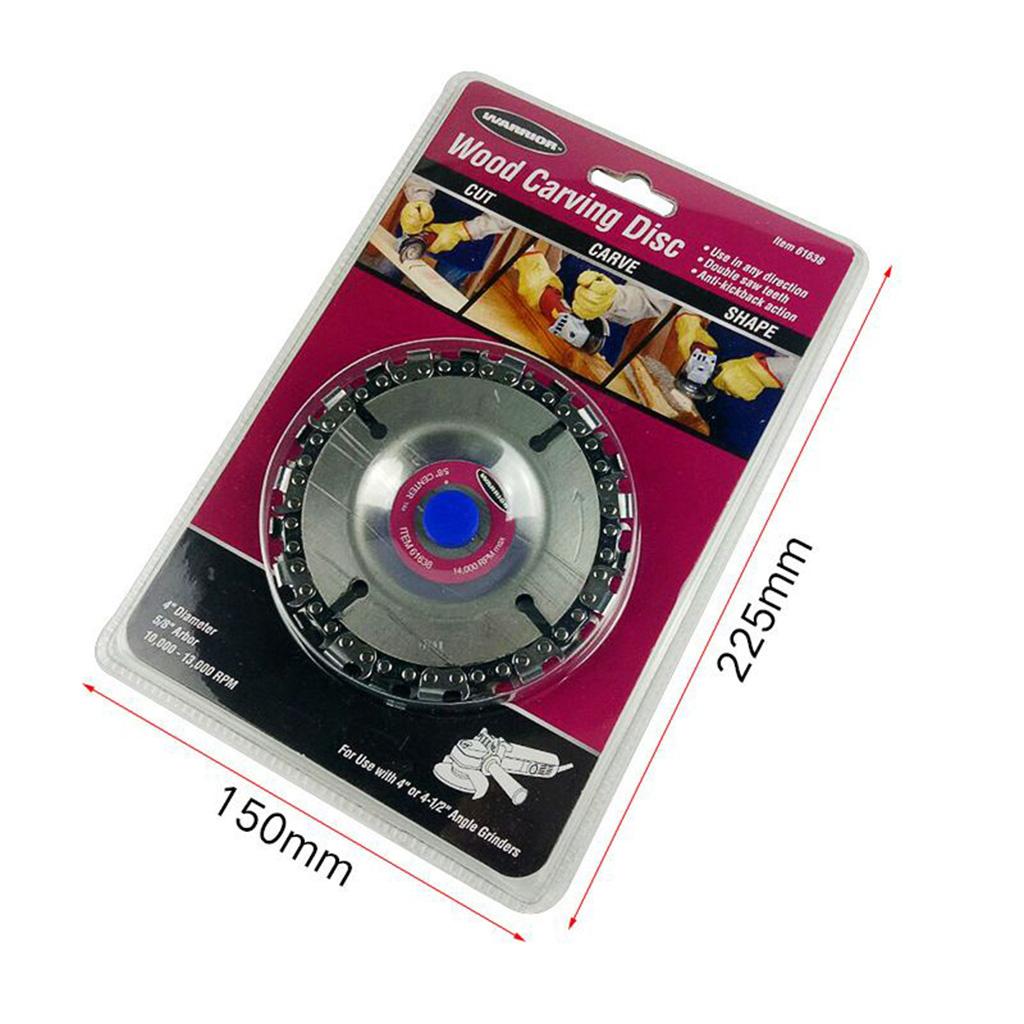 4" Angle Grinder Disc and Chain Wood Carving 22 Tooth Fine Cut 5/8" Arbor