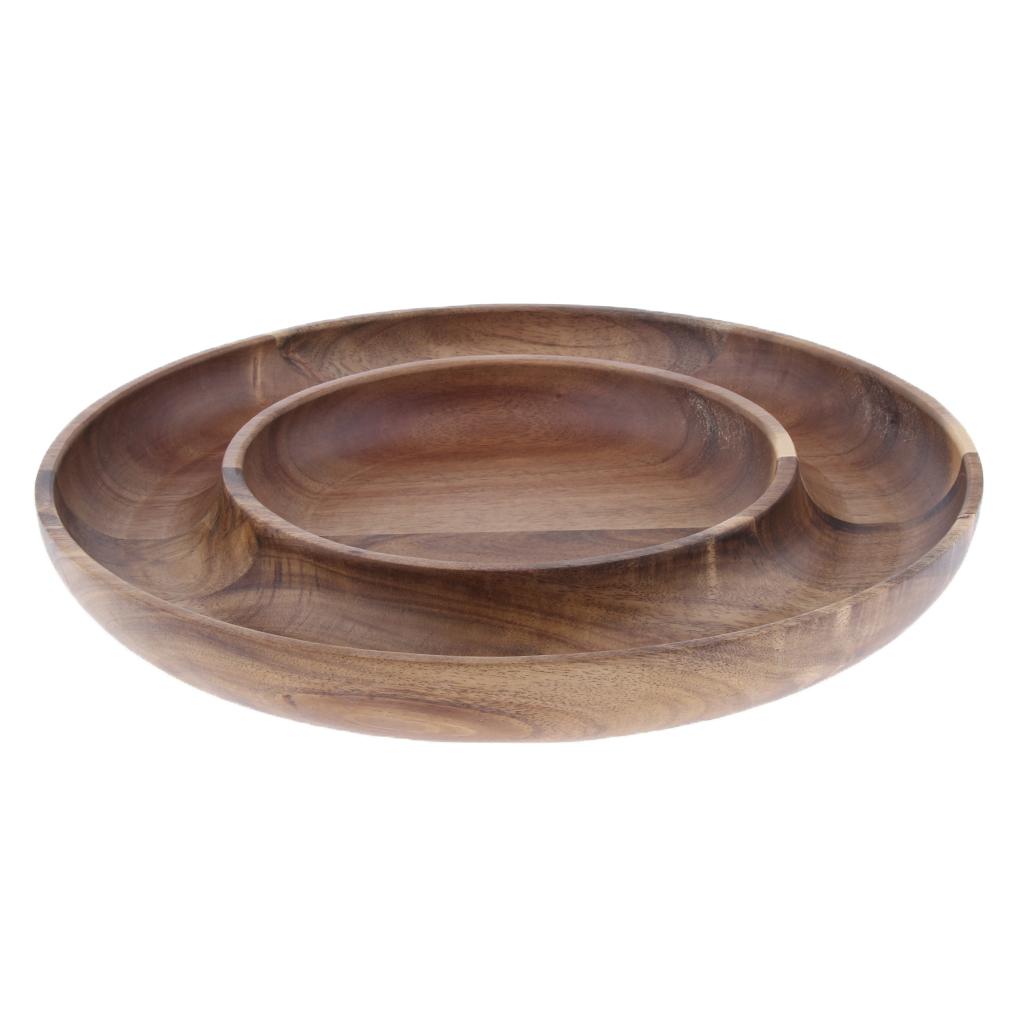 Wooden Round Dining Table Restaurant Food Candy Snack Serving Tray Creative