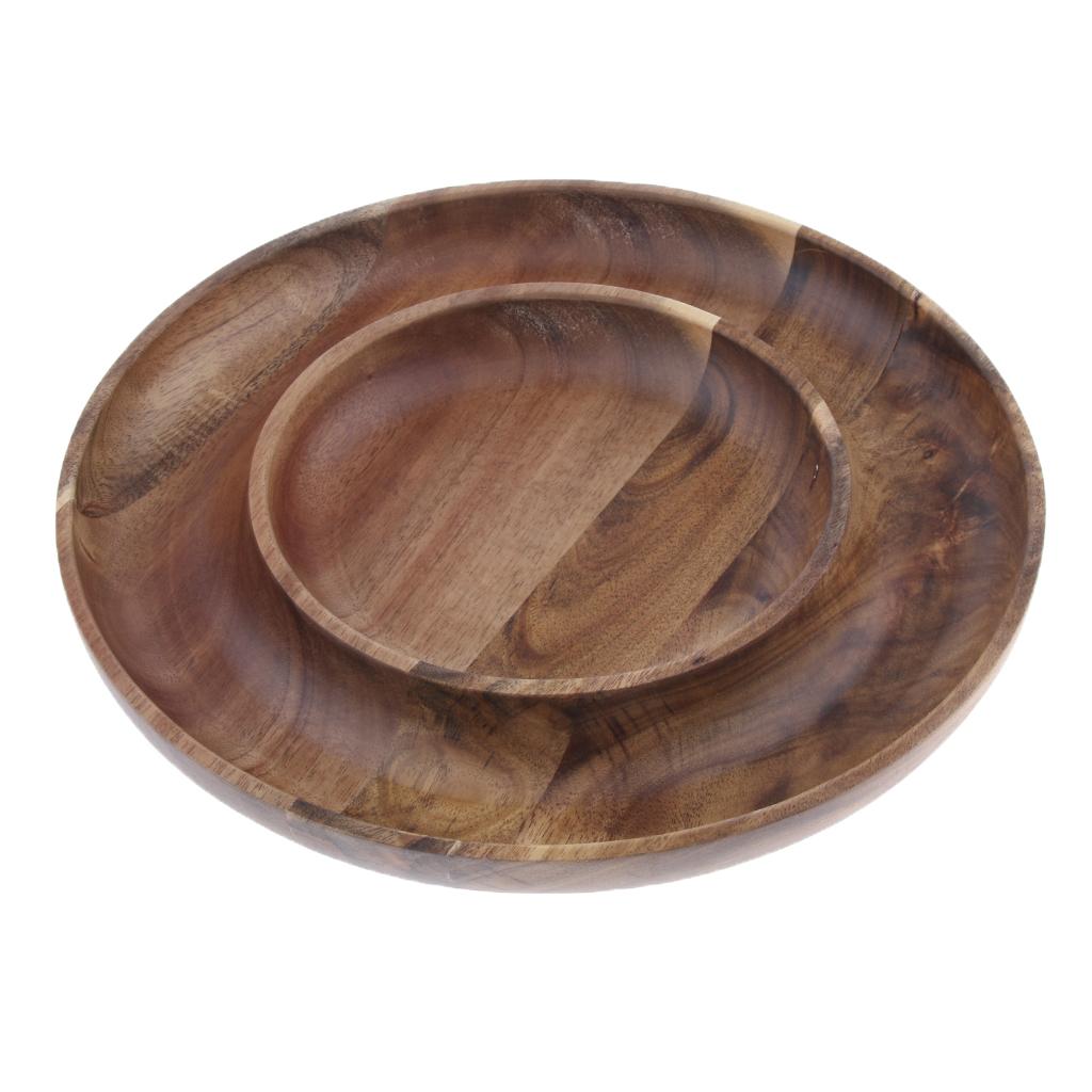 Wooden Round Dining Table Restaurant Food Candy Snack Serving Tray Creative