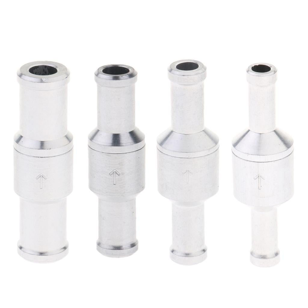 Aluminum Alloy Fuel Non Return Check Valve One Way Petrol Diesel Silver 6mm