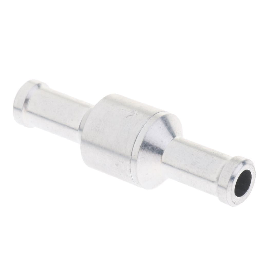 Aluminum Alloy Fuel Non Return Check Valve One Way Petrol Diesel Silver 8mm