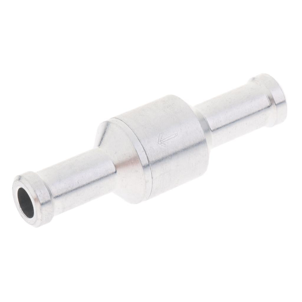 Aluminum Alloy Fuel Non Return Check Valve One Way Petrol Diesel Silver 8mm