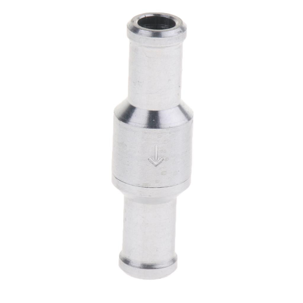 Aluminum Alloy Fuel Non Return Check Valve One Way Petrol Diesel Silver 10mm