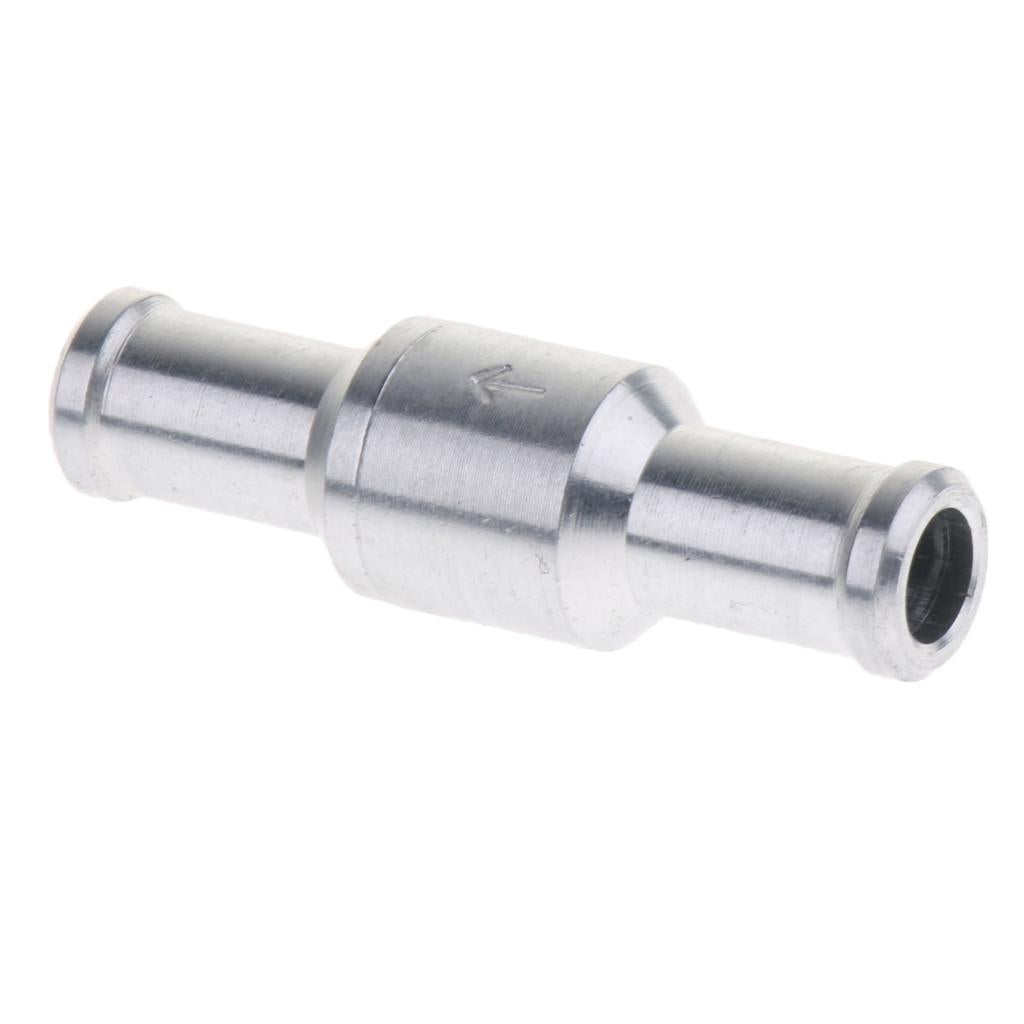 Aluminum Alloy Fuel Non Return Check Valve One Way Petrol Diesel Silver 10mm