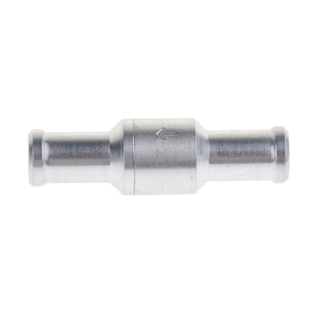 Aluminum Alloy Fuel Non Return Check Valve One Way Petrol Diesel Silver 10mm