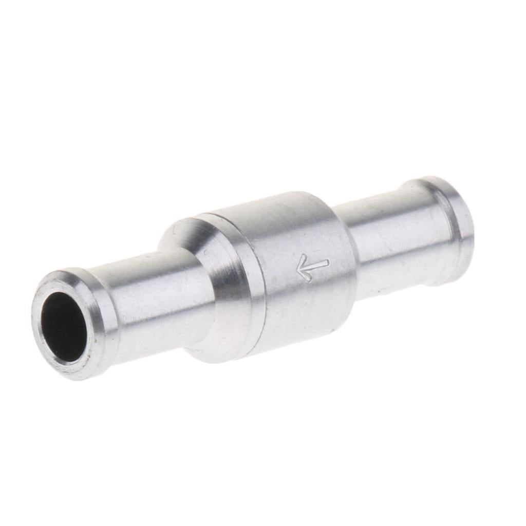 Aluminum Alloy Fuel Non Return Check Valve One Way Petrol Diesel Silver 10mm