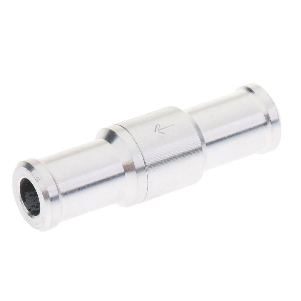 Aluminum Alloy Fuel Non Return Check Valve One Way Petrol Diesel Silver 12mm