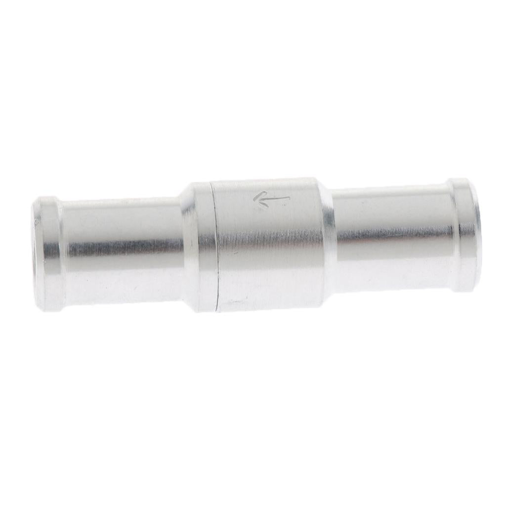 Aluminum Alloy Fuel Non Return Check Valve One Way Petrol Diesel Silver 12mm